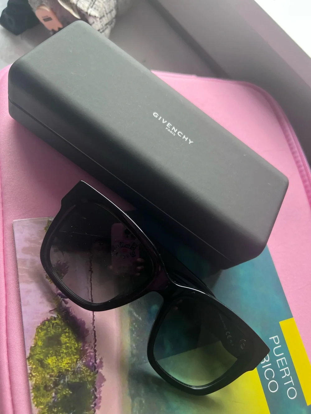 Givenchy Black Sunglasses with Gold Logo Accent
